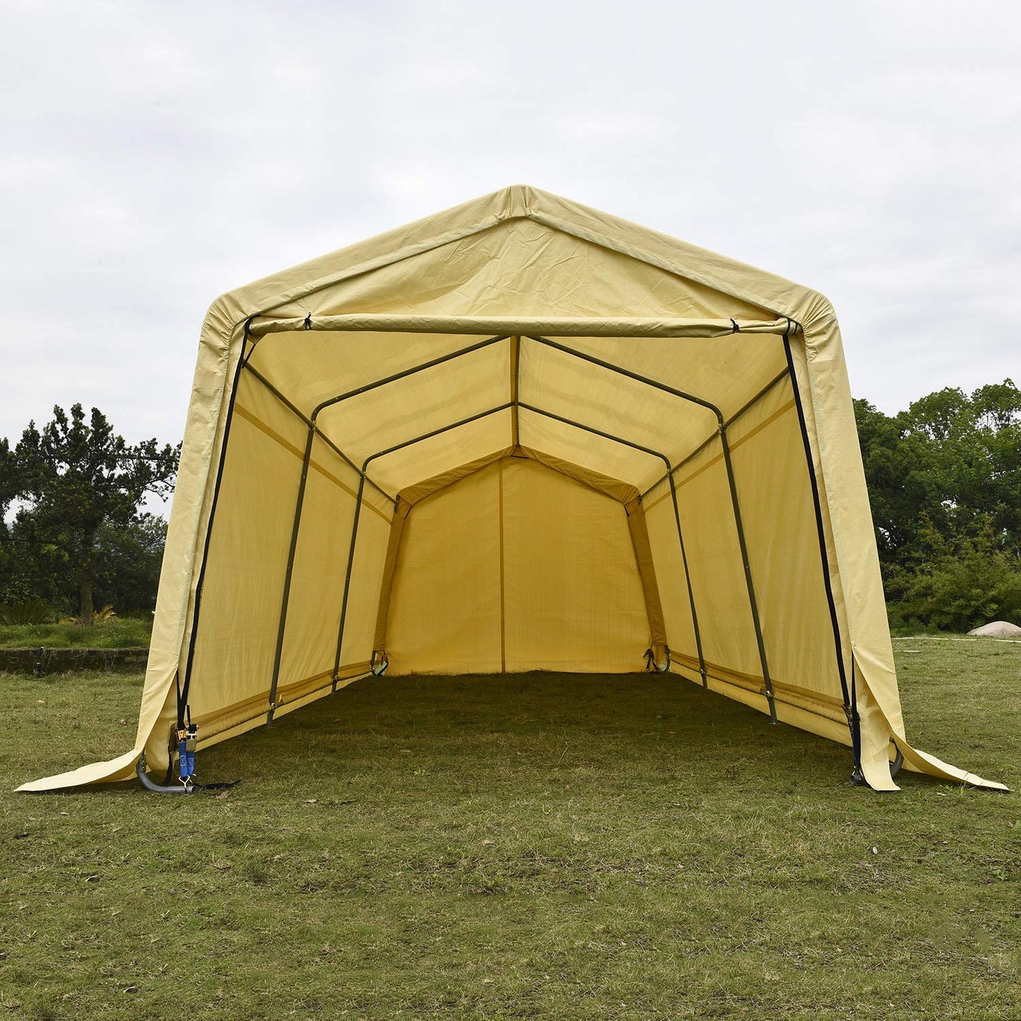 Wonline Carport Auto Shelter 10x20x8ft Portable Outdoor Car Garage Storage Shed Canopy for Cars Sand Beige square