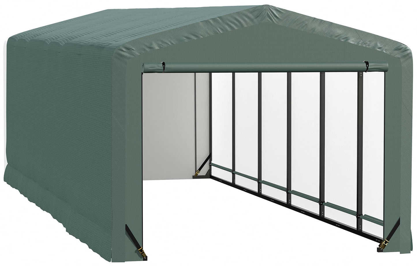 ShelterLogic ShelterTube Abri de garage et de stockage, 10' x 27' x 8', cadre en acier robuste, boîtier résistant au vent et à la neige, vert 10' x 27' x 8'