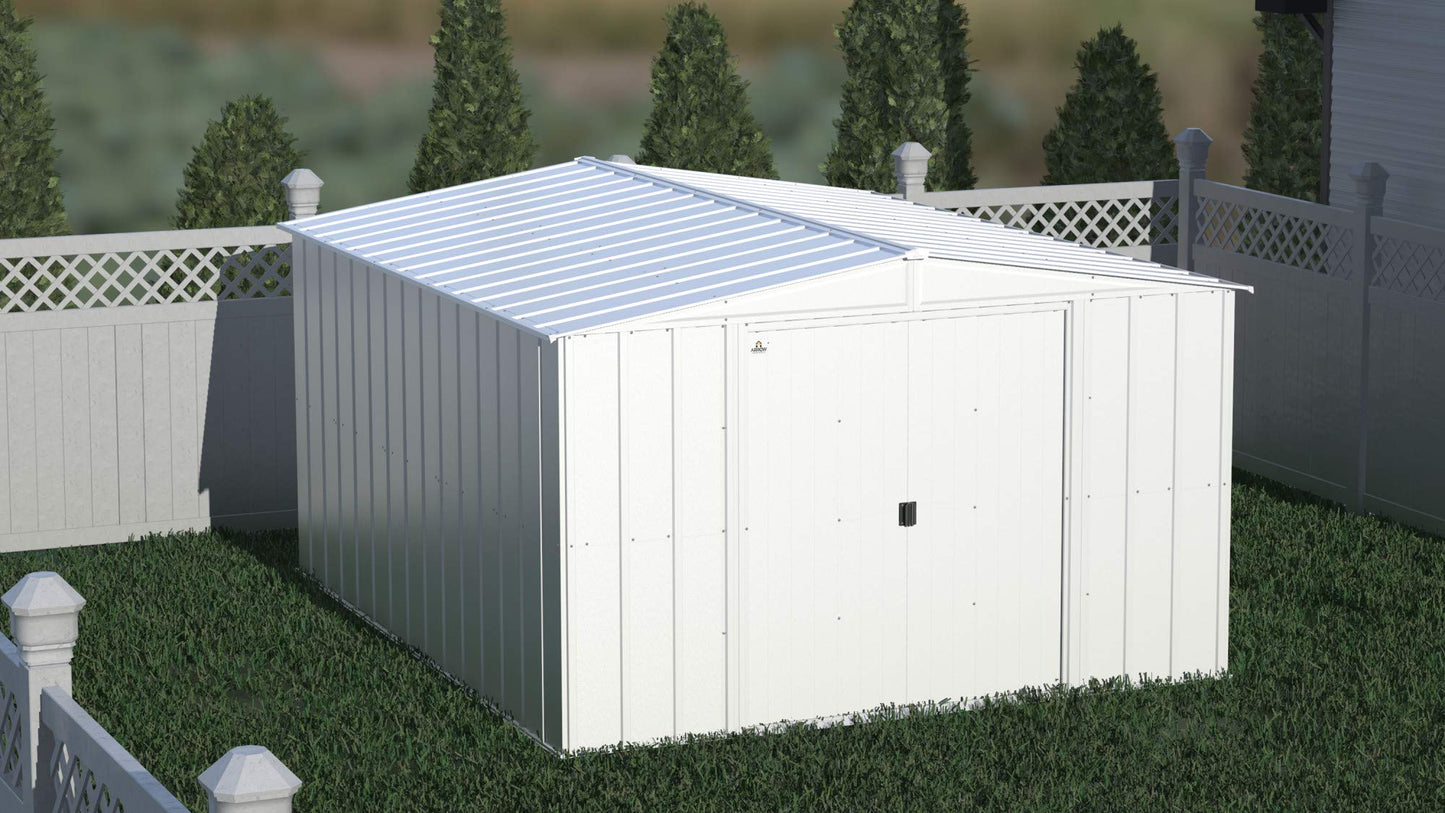 Arrow Shed Classic 10' x 12' Outdoor Padlockable Steel Storage Shed Building, Flute Grey 10' x 12'