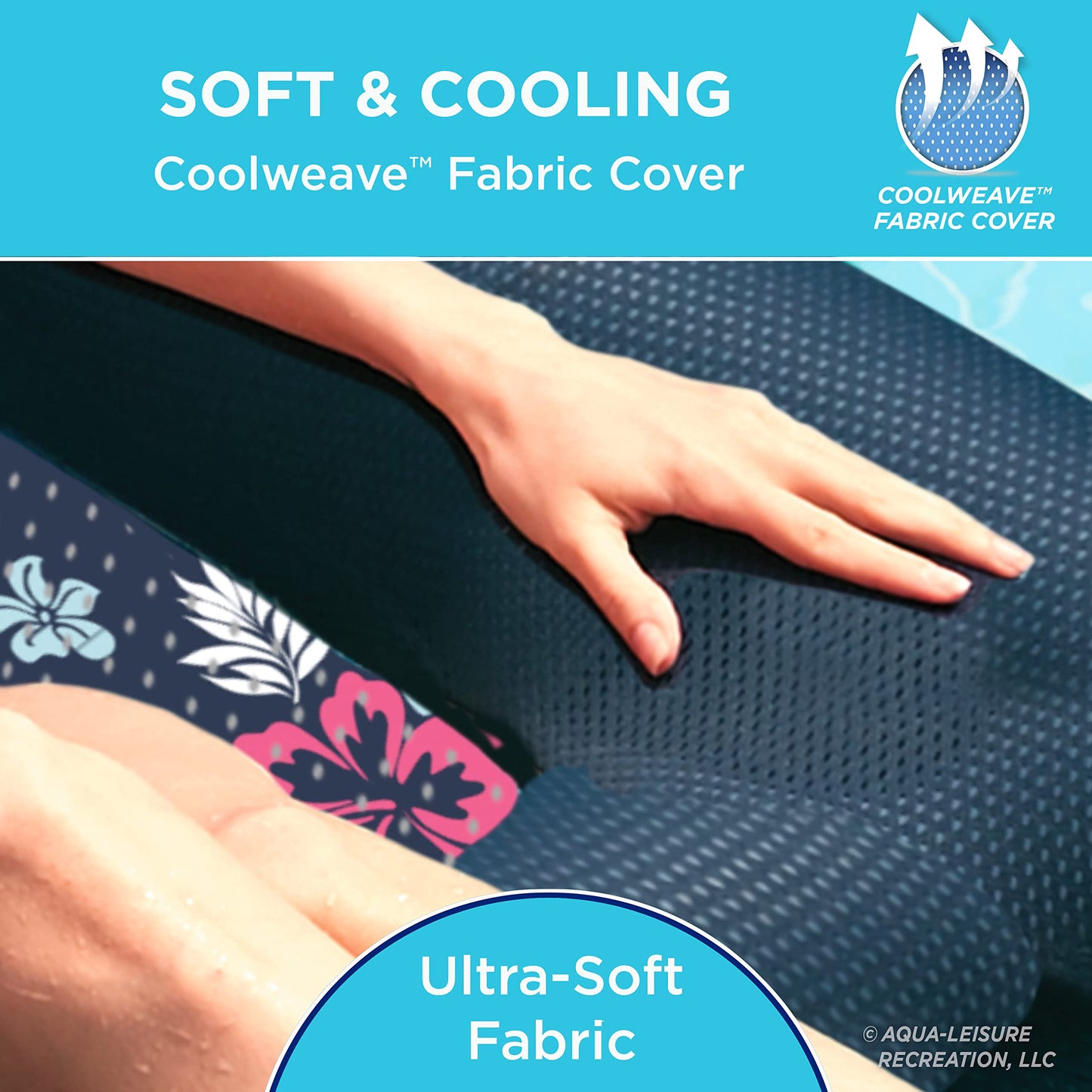 Aqua Oversized Ultimate Pool Lounger, Inflatable Pool Float with UPF 50 Sunshade Canopy, Heavy Duty, X-Large, Navy/Aqua/White Stripe Aqua Navy Campania 2-in-1 Recliner