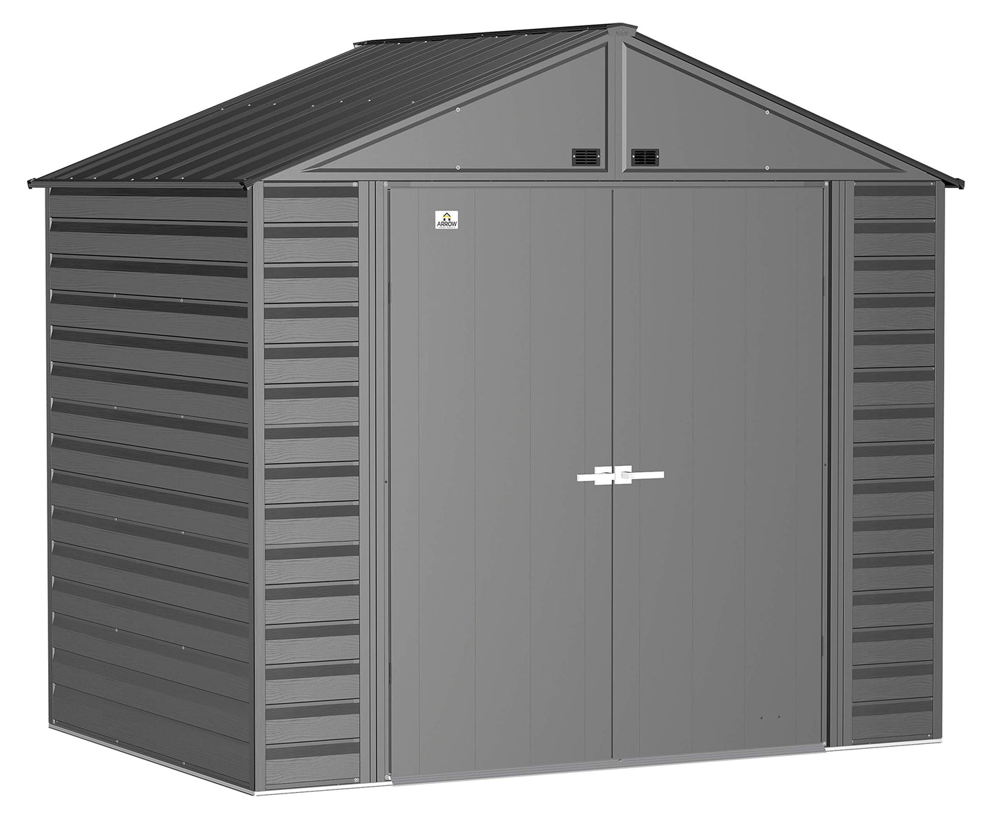 Arrow Shed Select Hangar de rangement extérieur verrouillable en acier, 8' x 6', charbon de bois