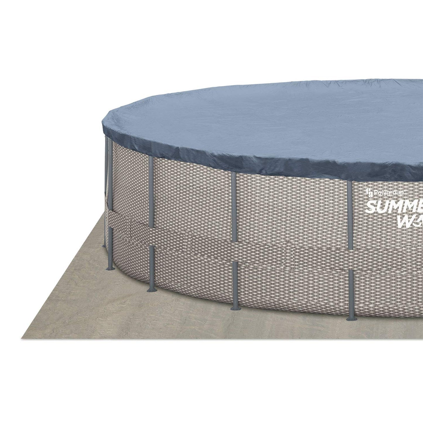 Summer Waves Active Metal Frame 16 Foot x 48 Inch Round Above Ground Wicker Gray Swimming Pool Set with Skimmer Plus Pool Filter Pump and Type C Filter Cartridge, Gray Rattan 16' x 48" - No Window