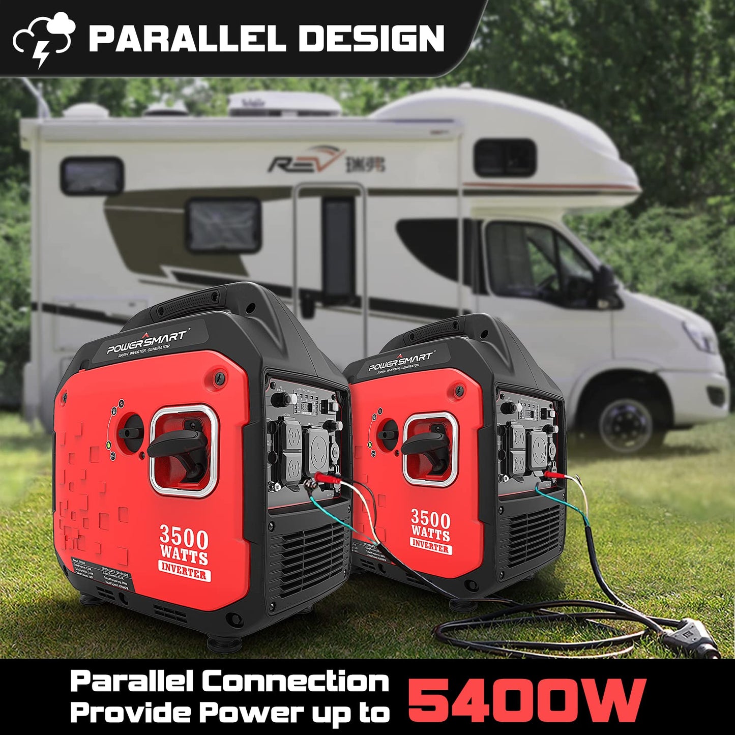 PowerSmart 3500-Watt Portable Inverter Generator Gas Powered, Super Quiet Outdoor Generator RV Ready for Home Use, CARB Compliant PS5035 3500 Watts