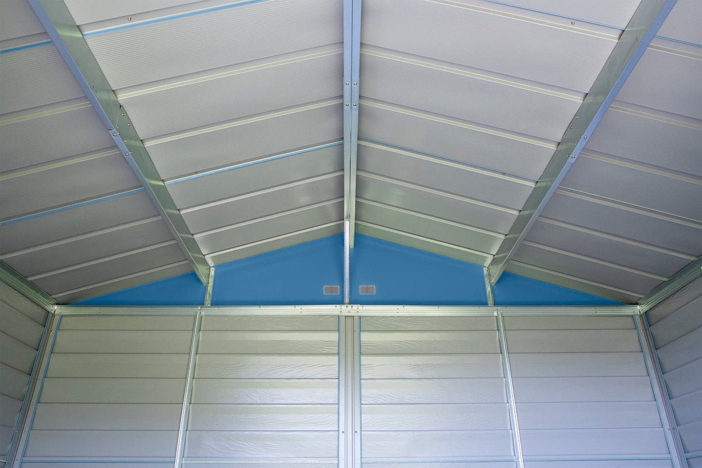 Arrow Shed Select Hangar de rangement extérieur verrouillable en acier, 10' x 12', bleu gris