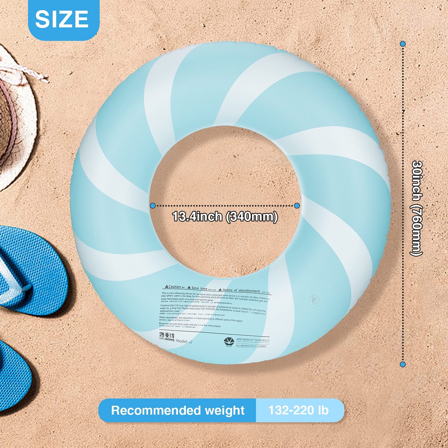 Bestrip Pool Floats Adult Size for Kids Age 8-12 Adults Inflatable Floats Swimming Ring Toys Beach Pool Party Lake Use 1PCS-Blue