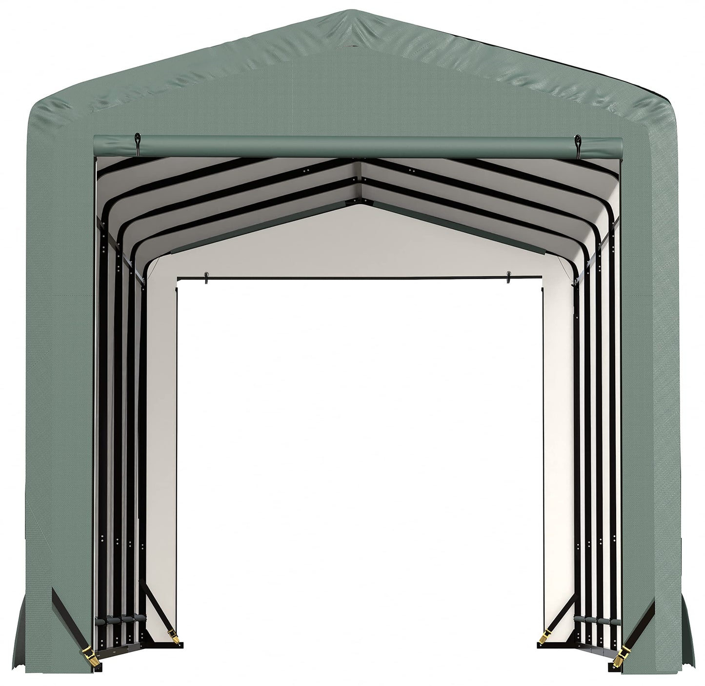 ShelterLogic ShelterTube Garage & Storage Shelter, 10' x 27' x 10' Heavy-Duty Steel Frame Wind and Snow-Load Rated Enclosure, Green 10' x 27' x 10'