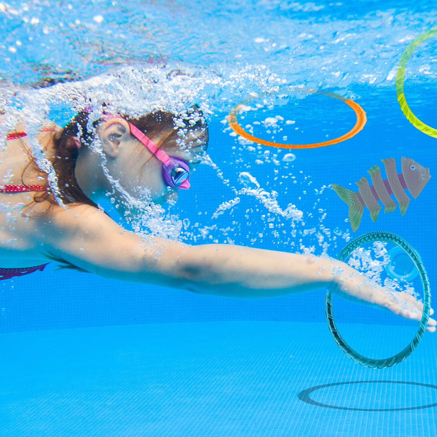 PREXTEX 15 Pack Pool Diving Toy Set with Carrying Bag for Kids Summer Fun - Sinking Diving Toys for Underwater Pool Swimming
