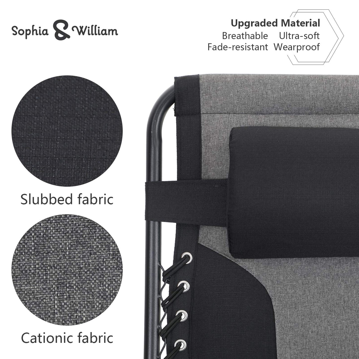 Sophia & William Padded Zero Gravity Chair Oversize Lounge Chair with Free Cup Holder, Supports 350 LBS (Black) 1 Pack Black