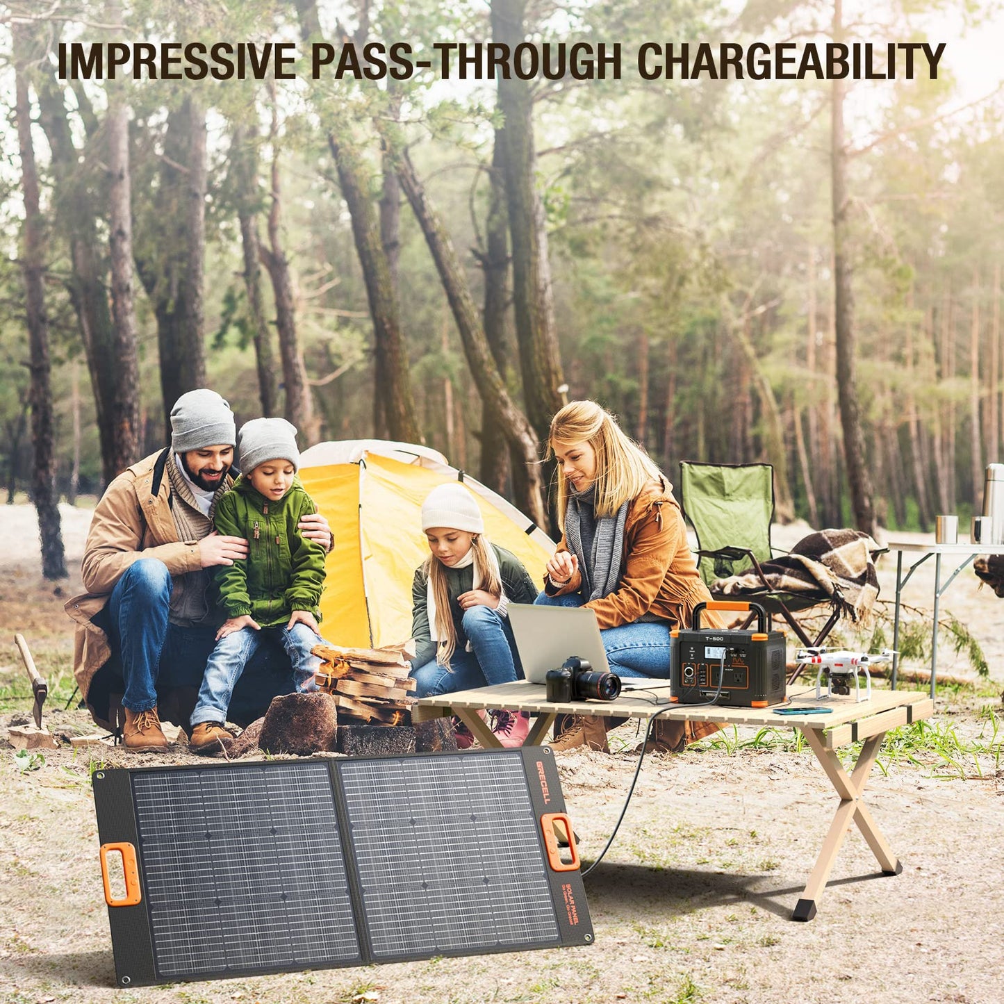 GRECELL T-500 Portable Power Station 500W, 519Wh/140400mAh Solar Generator