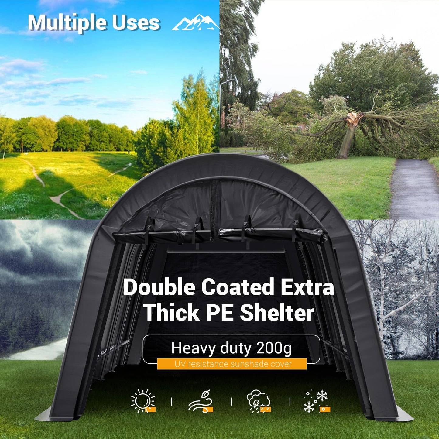 UDPATIO 12 x 20 ft Carport, Heavy Duty Shelter, Outdoor Portable Storage Tent with Sunshade Waterproof Thick Canopy Cover 12x20 FT