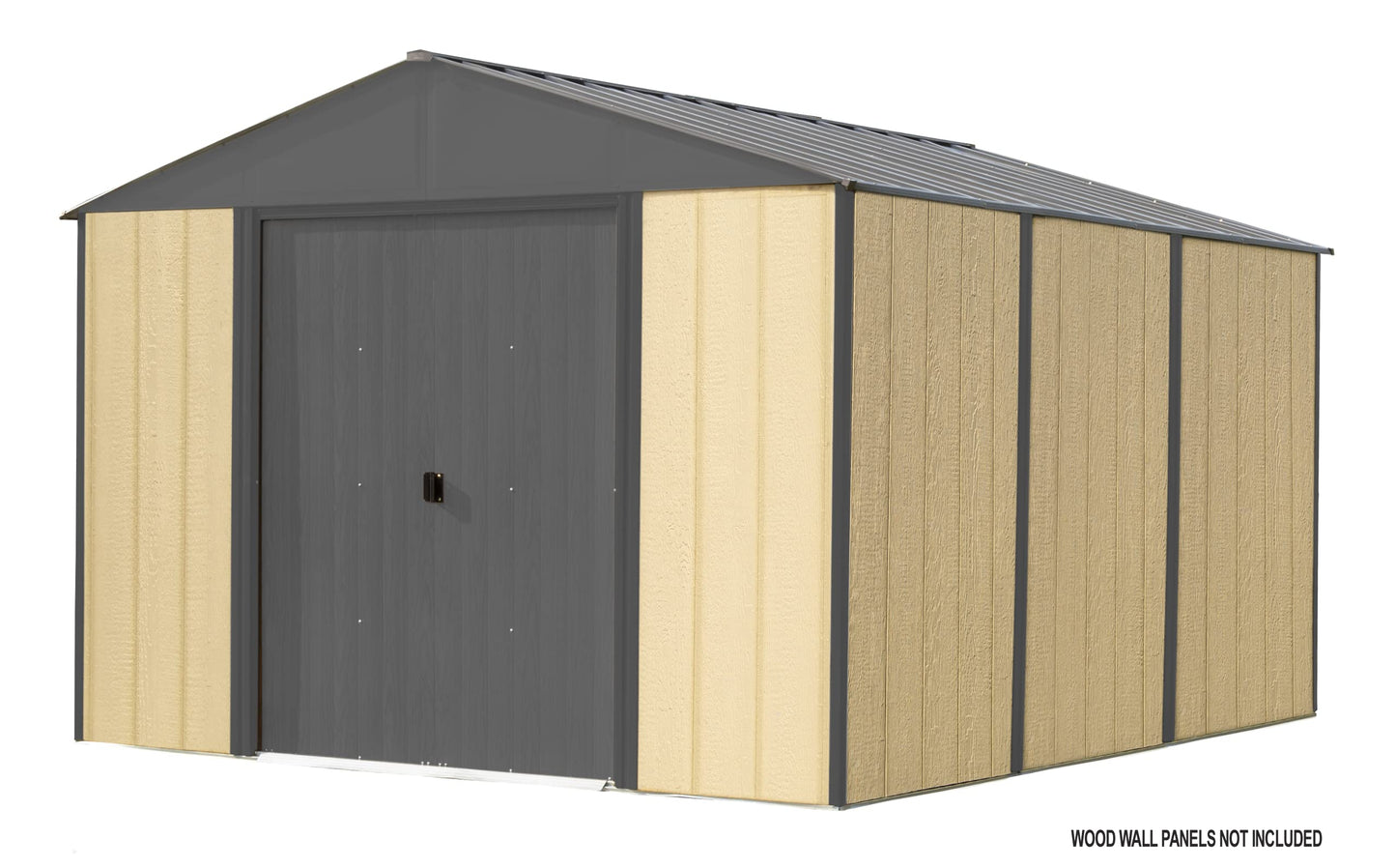 Arrow 10' x 12' Ironwood Galvanized Steel and Wood Panel Hybrid Outdoor Shed Kit, Anthracite 10' x 12'