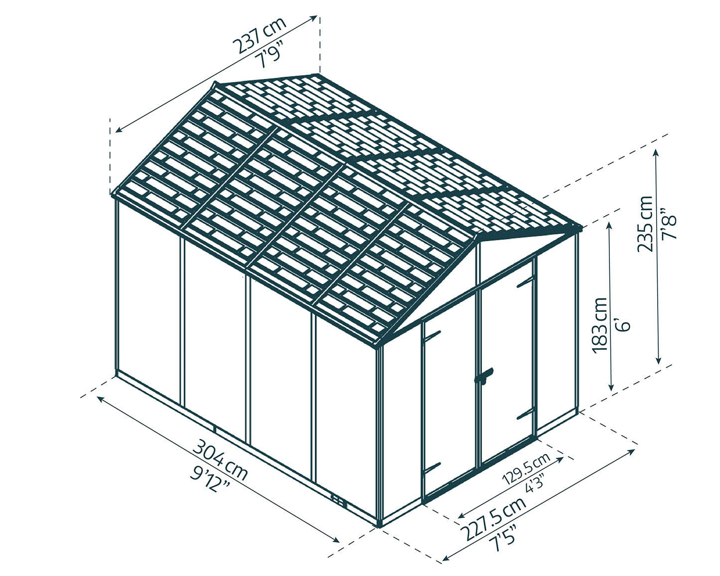 Palram - Canopia Rubicon 8' x 10' Shed - Gray