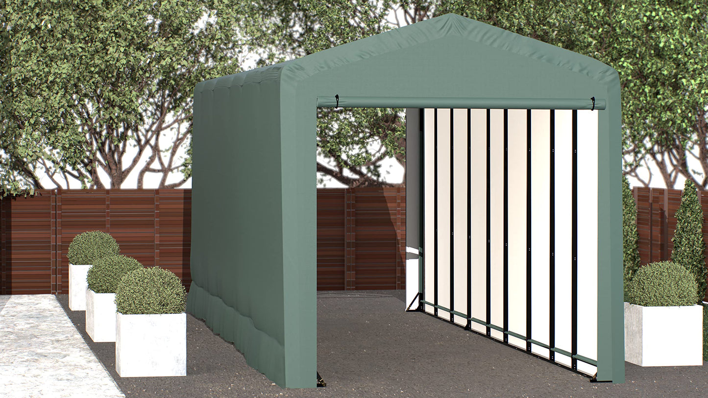 ShelterLogic ShelterTube Abri de garage et de stockage, 14' x 40' x 16', cadre en acier robuste, boîtier résistant au vent et à la neige, vert 14' x 40' x 16'