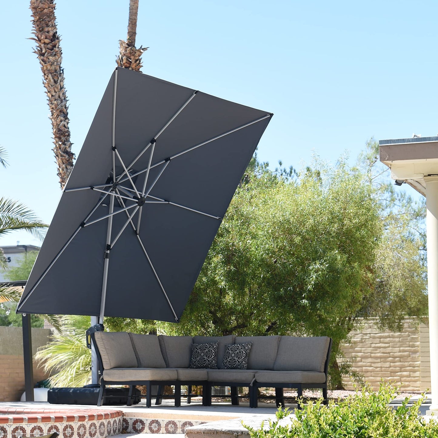 Deluxe Square Patio Umbrella 11ft Grey