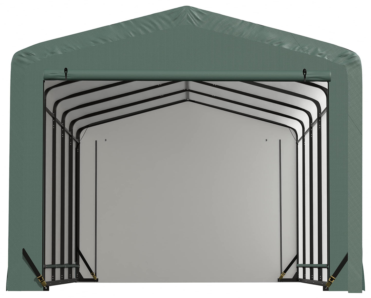 ShelterLogic ShelterTube Abri de garage et de stockage, 10' x 27' x 8', cadre en acier robuste, boîtier résistant au vent et à la neige, vert 10' x 27' x 8'