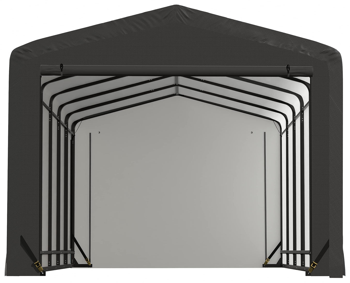 ShelterLogic ShelterTube Garage & Storage Shelter, 10' x 27' x 8' Heavy-Duty Steel Frame Wind and Snow-Load Rated Enclosure, Gray 10' x 27' x 8'
