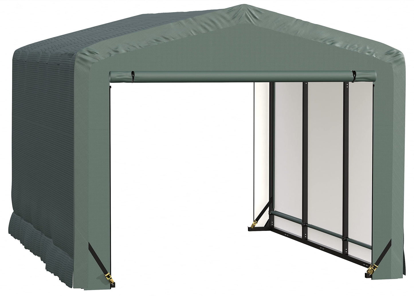 ShelterLogic ShelterTube Abri de garage et de stockage, 10' x 14' x 8', cadre en acier robuste, boîtier résistant au vent et à la neige, vert 10' x 14' x 8'