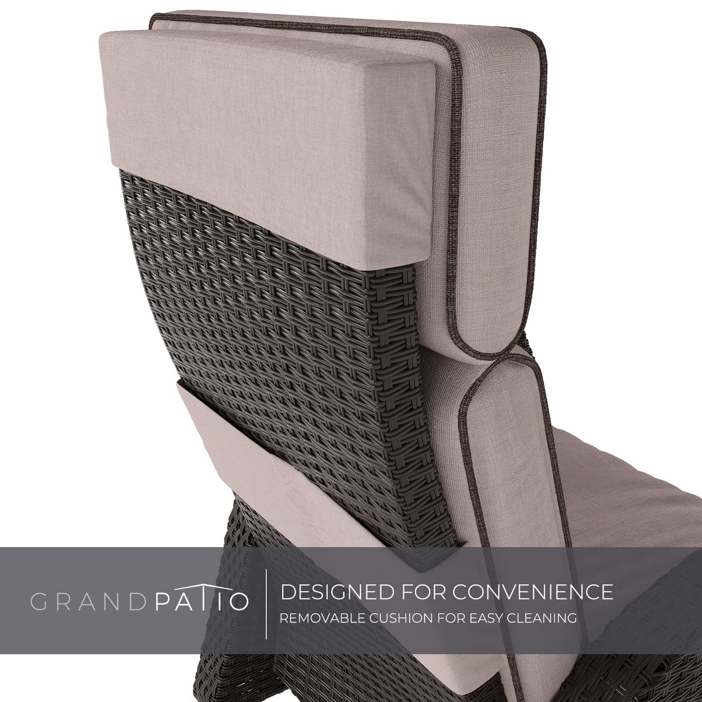 Grand patio Indoor & Outdoor Moor Recliner PE Wicker with Flip Table Push Back Reclining Lounge Chair, Flax Beige 1 PCS