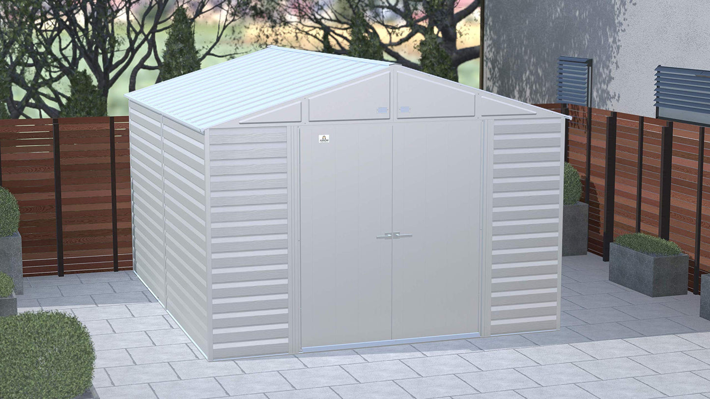 Arrow Shed Select Hangar de rangement extérieur verrouillable en acier, 10' x 8', gris flûte