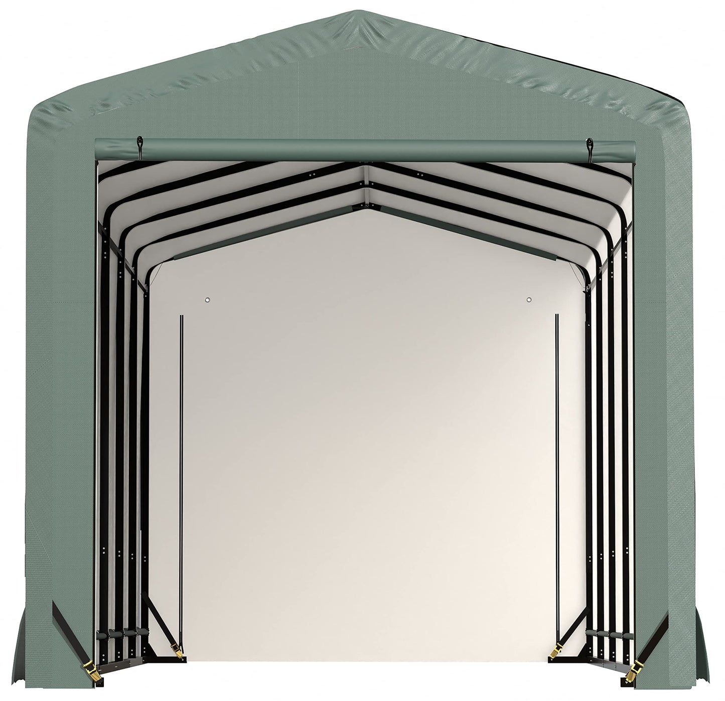 ShelterLogic ShelterTube Garage & Storage Shelter, 10' x 27' x 10' Heavy-Duty Steel Frame Wind and Snow-Load Rated Enclosure, Green 10' x 27' x 10'