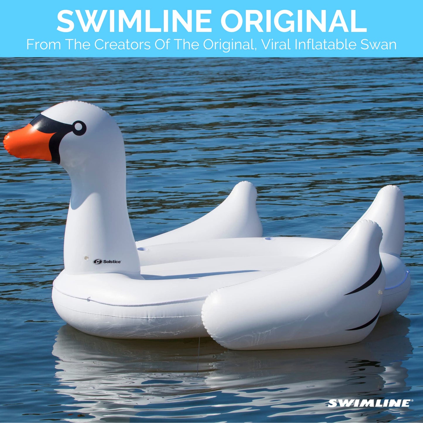 SWIMLINE Original Giant Ride On Inflatable Pool Float Lounge Series | Floaties W/Stable Legs Wings Large Rideable Blow Up Summer Beach Swimming Party Big Raft Tube Decoration Tan Toys for Kids Adults Swan XL