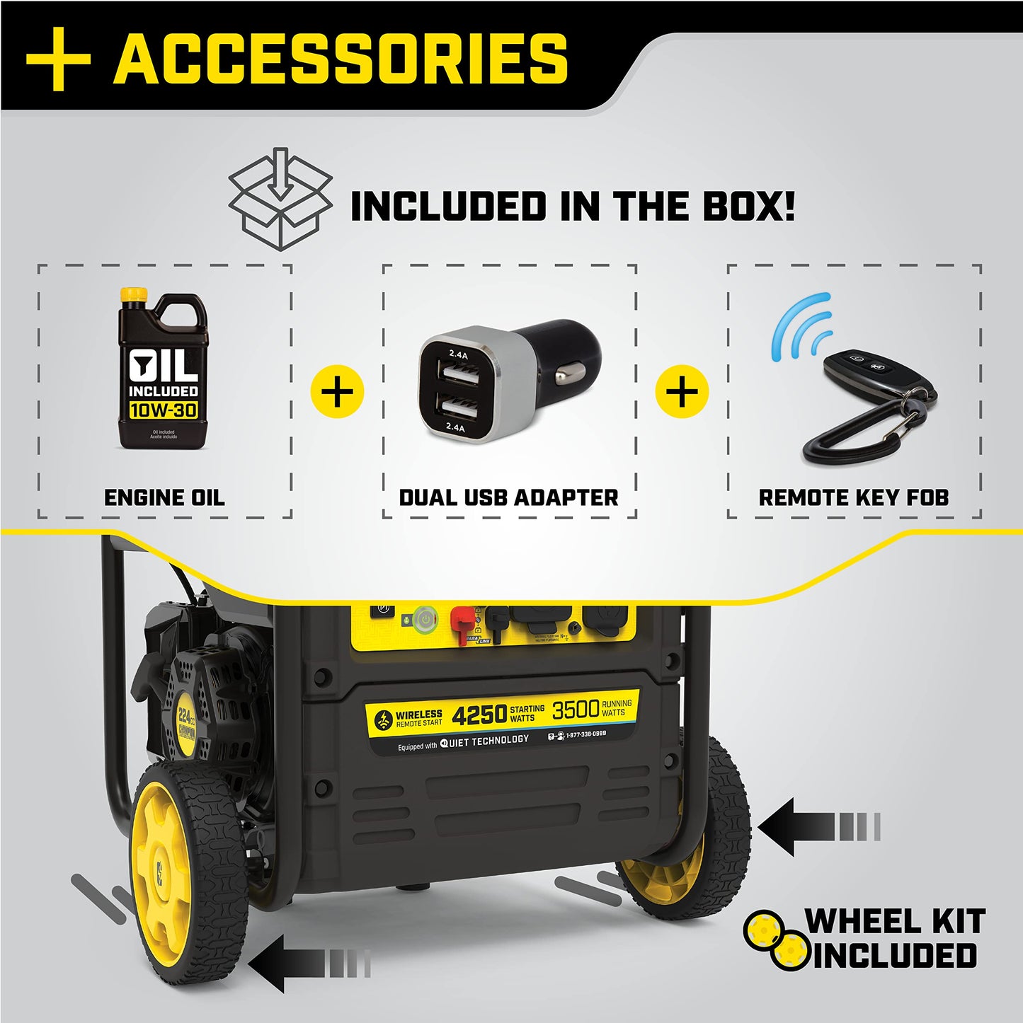 Champion Power Equipment 200953 4250-Watt Open Frame Inverter, Remote Start 4250-Watt + Gas + Remote Start