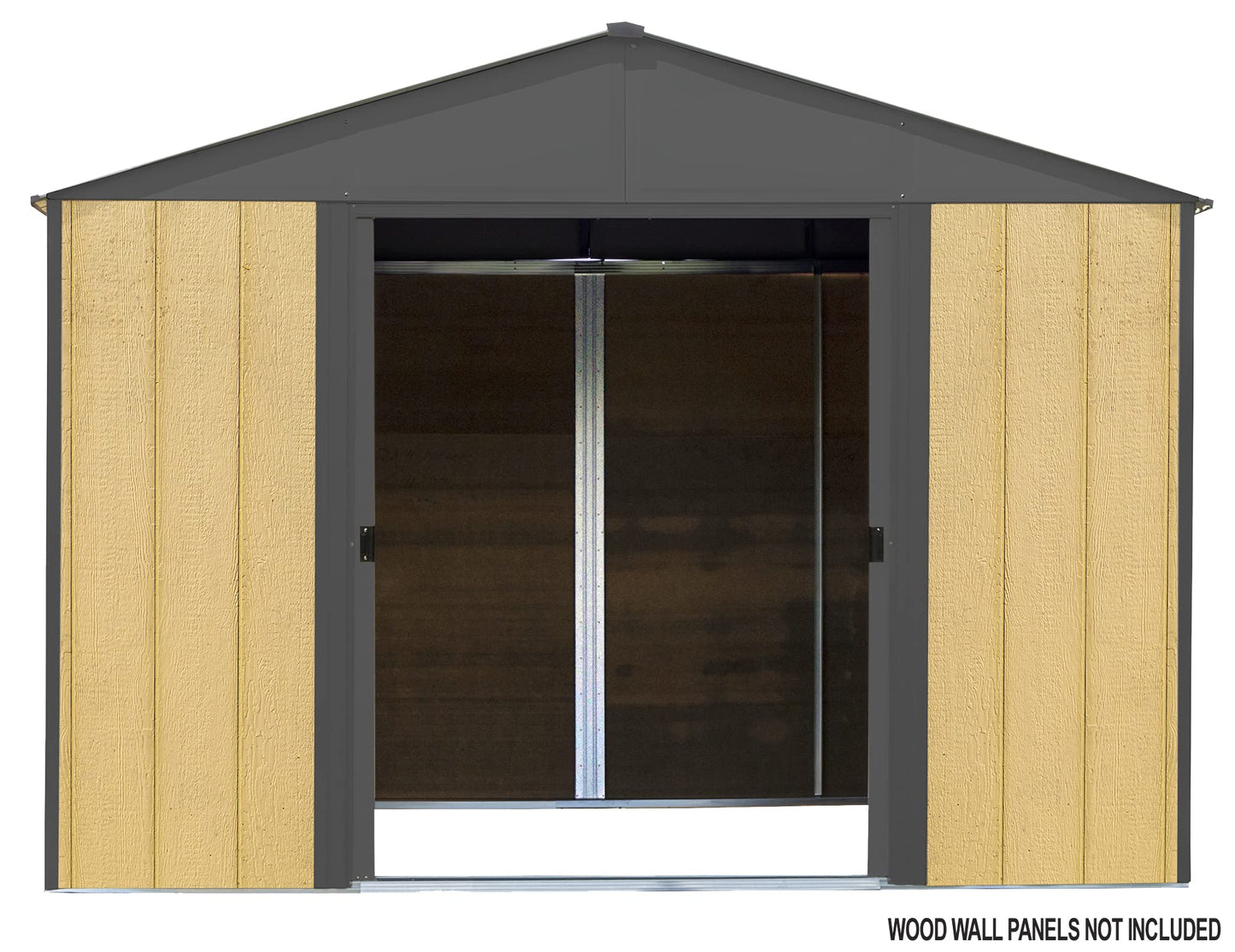 Arrow 10' x 12' Ironwood Galvanized Steel and Wood Panel Hybrid Outdoor Shed Kit, Anthracite 10' x 12'