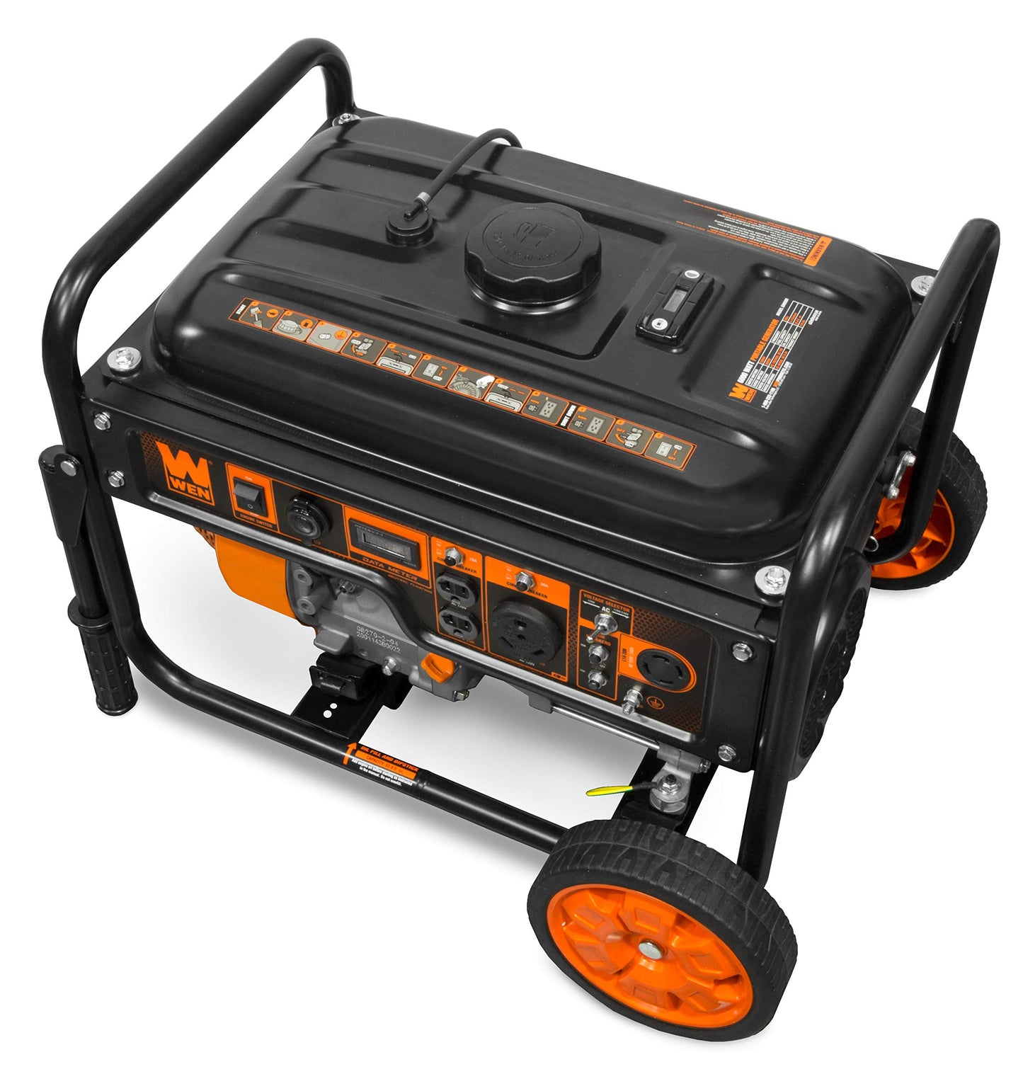 WEN 6000-Watt 120V/240V Generator, RV-Ready with Portable Wheel Kit (GN6000), Black 6000W + Single Fuel + Recoil Start