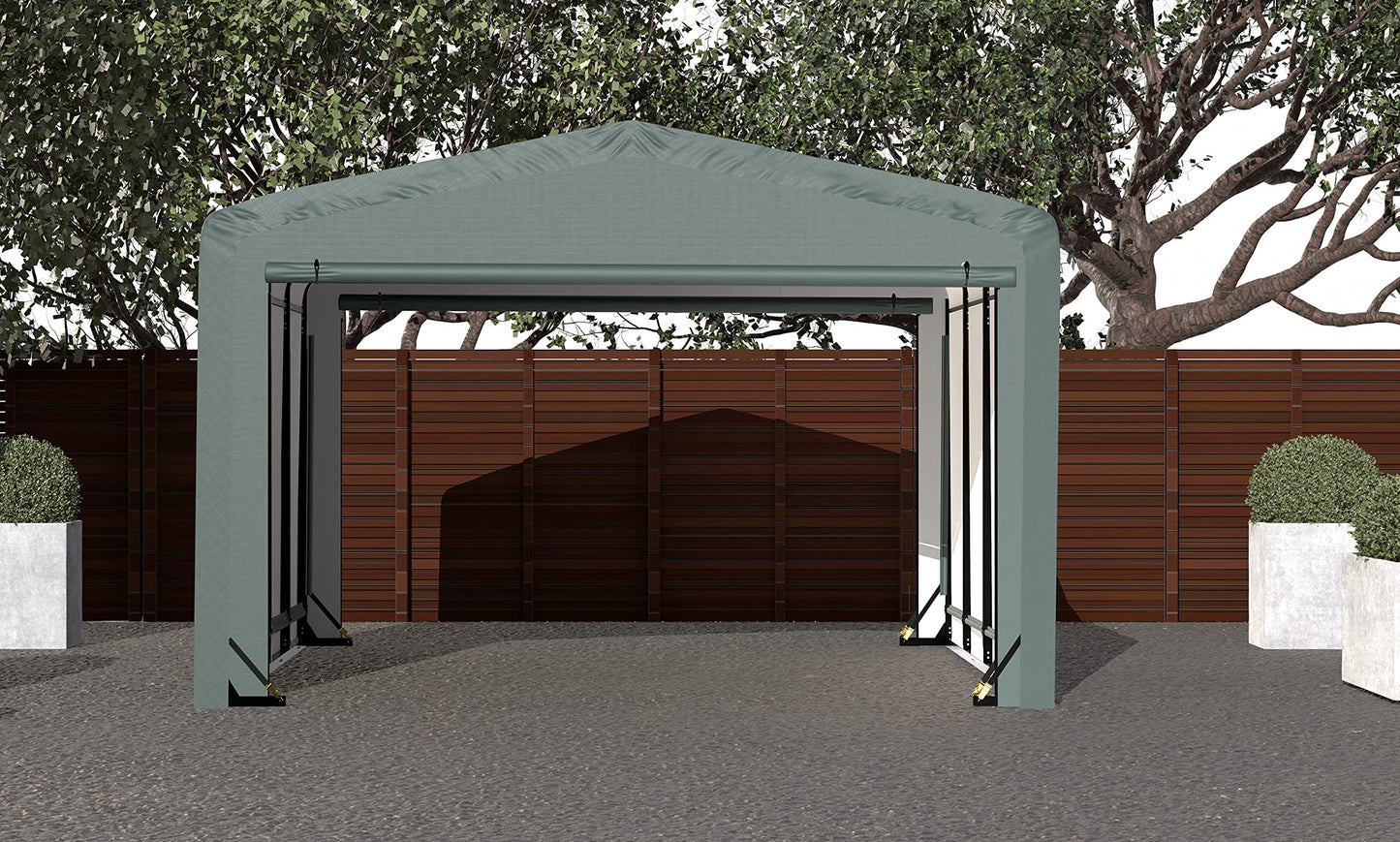 ShelterLogic ShelterTube Abri de garage et de stockage, 12' x 18' x 8', cadre en acier robuste, boîtier résistant au vent et à la neige, vert 12' x 18' x 8'
