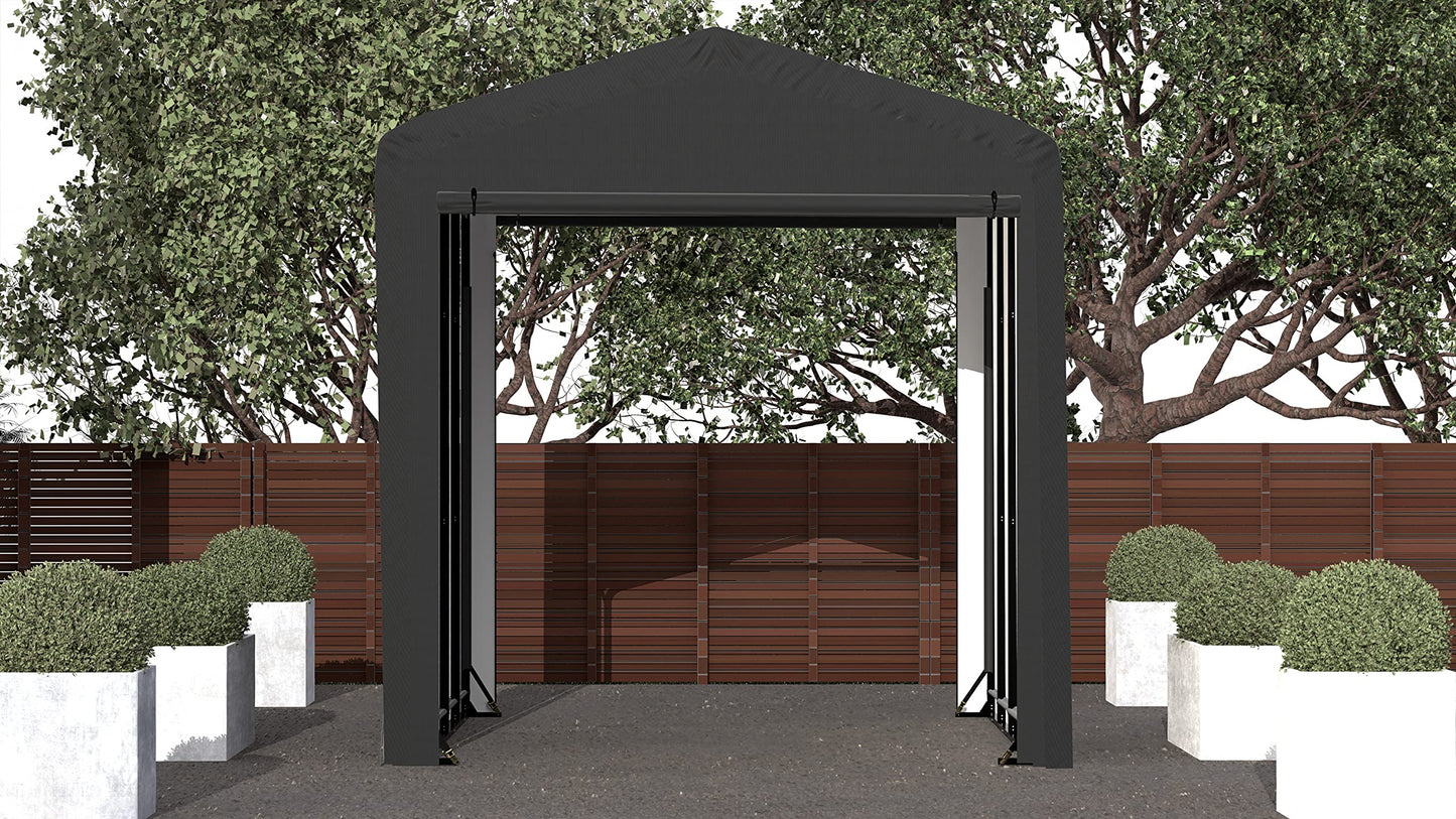 ShelterLogic ShelterTube Abri de garage et de rangement, 14' x 18' x 16', cadre en acier robuste, boîtier résistant au vent et à la neige, gris 14' x 18' x 16'