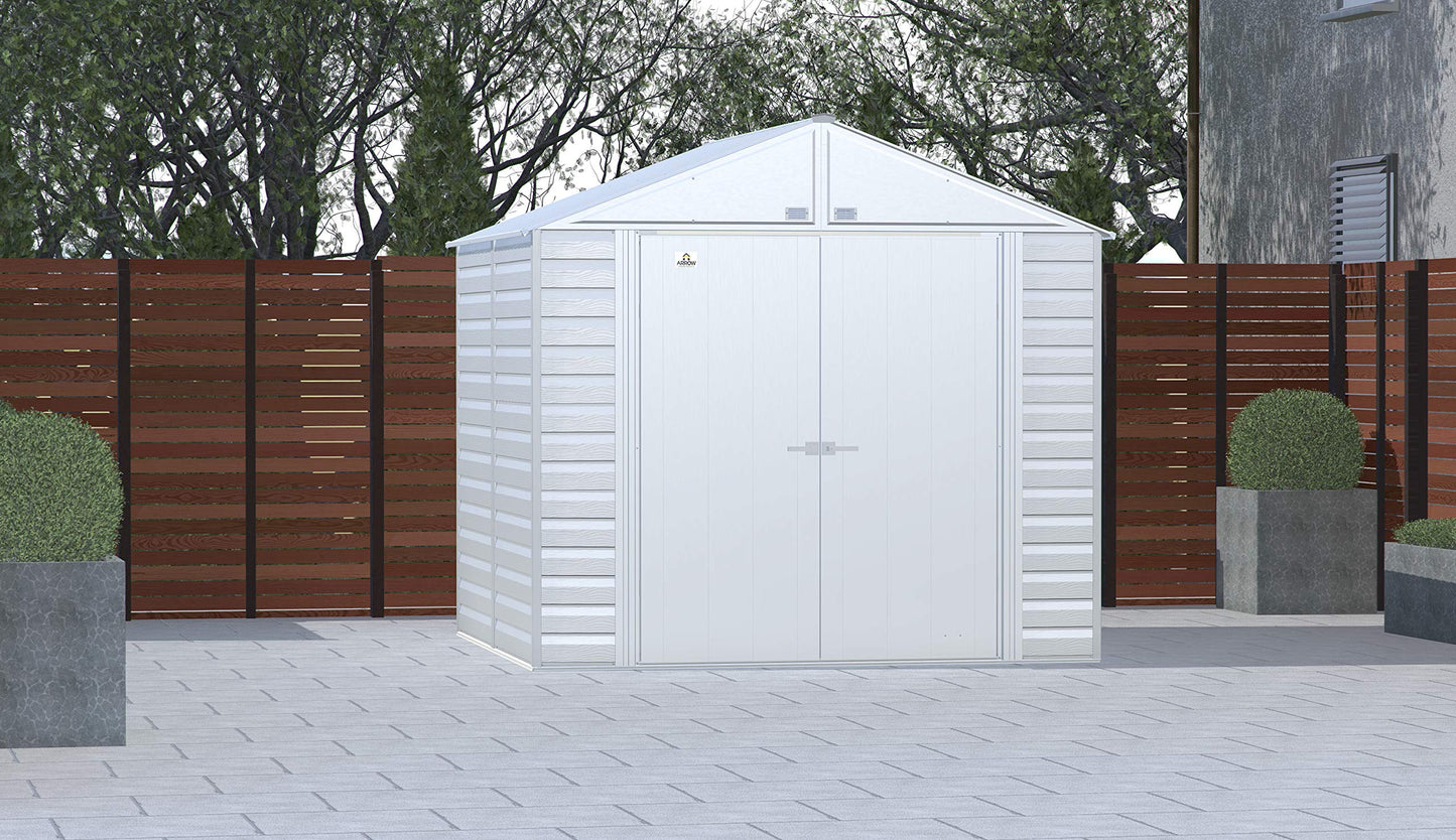 Arrow Shed Select Hangar de rangement extérieur verrouillable en acier, 8' x 8', gris flûte