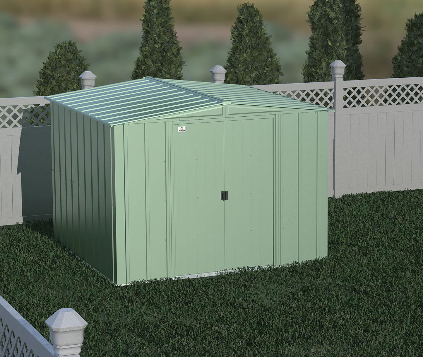 Arrow Shed Classic 8' x 8' Outdoor Padlockable Steel Storage Shed Building, Sage Green 8' x 8'