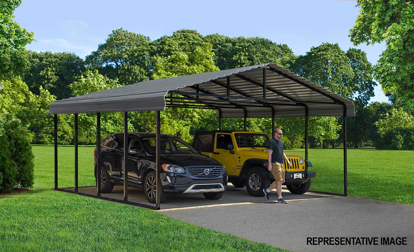 Arrow Carport, 12 ft. x 24 ft. x 9 ft. Charcoal 12' x 24' x 9'