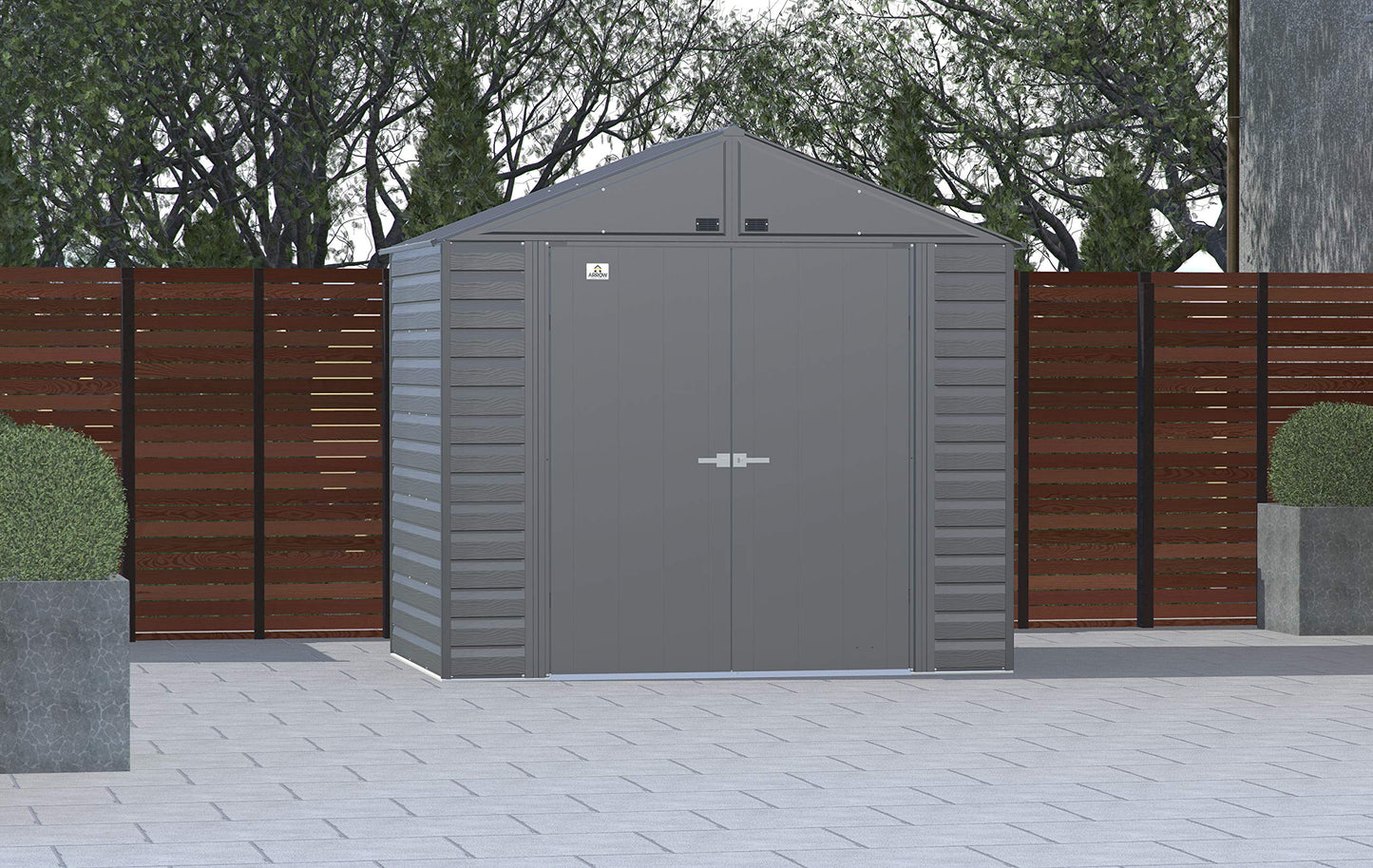 Arrow Shed Select Hangar de rangement extérieur verrouillable en acier, 8' x 6', charbon de bois