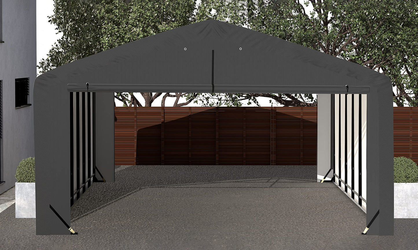 ShelterLogic ShelterTube Abri de garage et de stockage, 20' x 32' x 12', cadre en acier robuste, boîtier résistant au vent et à la neige, gris 20' x 32' x 12'