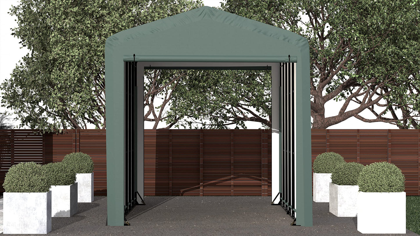 ShelterLogic ShelterTube Abri de garage et de stockage, 14' x 27' x 16', cadre en acier robuste, boîtier résistant au vent et à la neige, vert 14' x 27' x 16'
