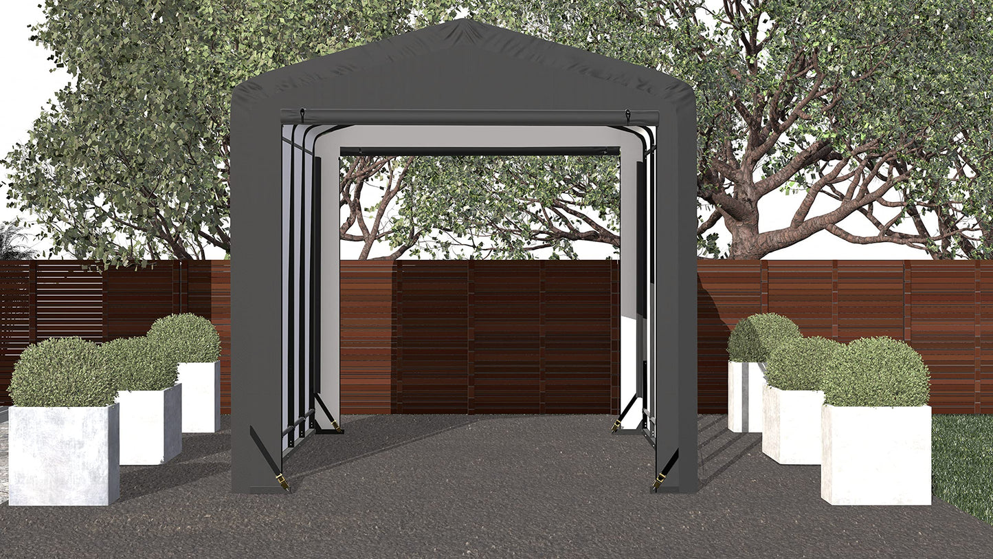 ShelterLogic ShelterTube Garage & Storage Shelter, 10' x 23' x 10' Heavy-Duty Steel Frame Wind and Snow-Load Rated Enclosure, Gray 10' x 23' x 10'