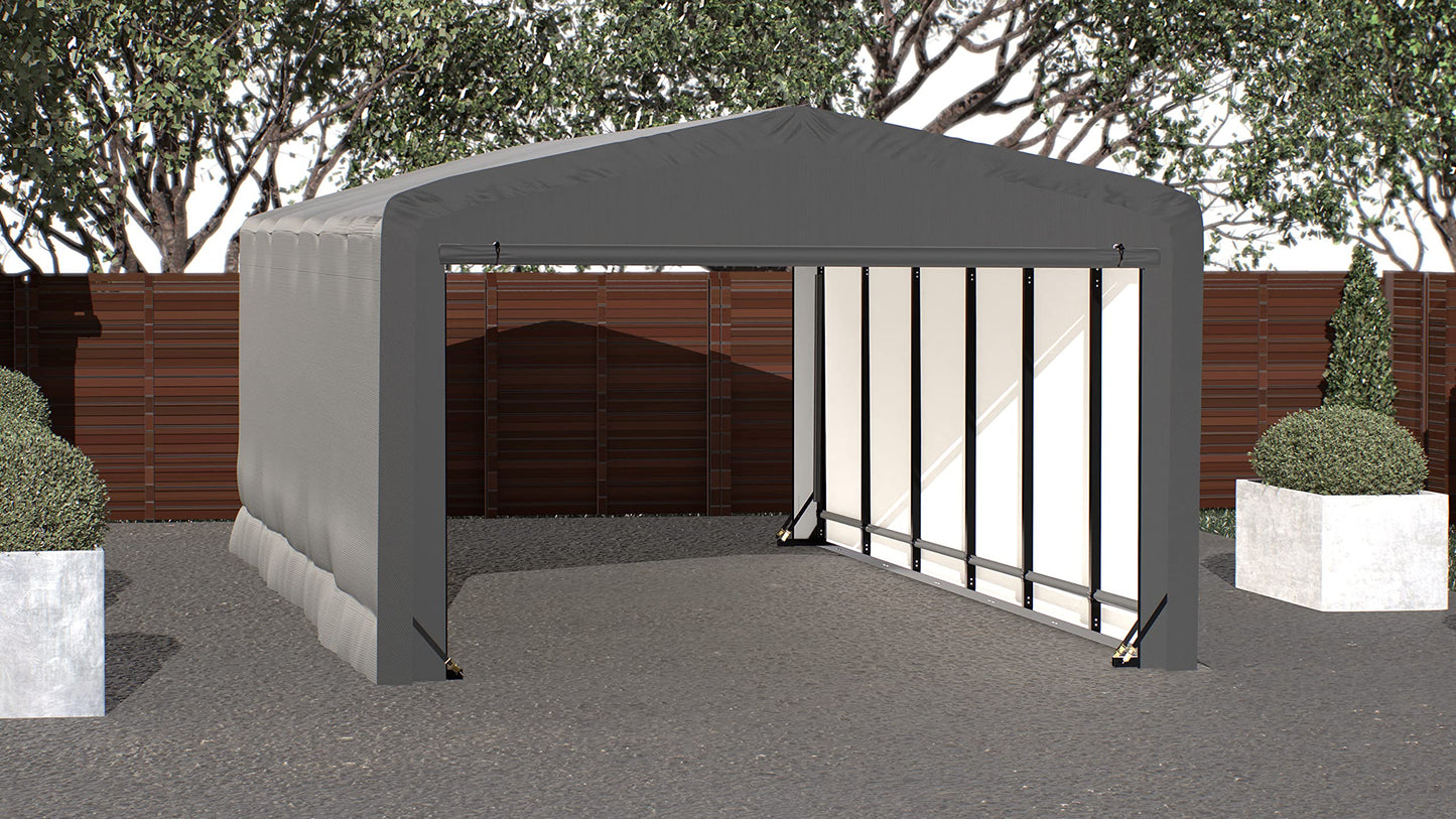 ShelterLogic ShelterTube Abri de garage et de stockage, 12' x 27' x 8', cadre en acier robuste, boîtier résistant au vent et à la neige, gris 12' x 27' x 8'