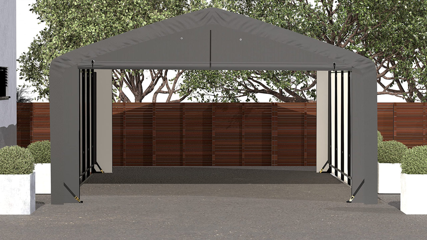 ShelterLogic ShelterTube Garage & Storage Shelter, 20' x 27' x 10' Heavy-Duty Steel Frame Wind and Snow-Load Rated Enclosure, Gray 20' x 27' x 10'