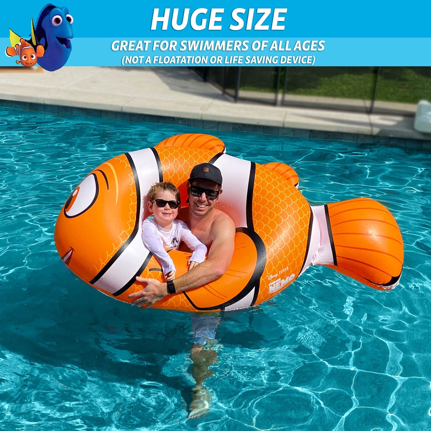 Disney Pool Float Party Tube by GoFloats - Choose Between Mickey and Friends, Monster's Inc, Finding Nemo, Lilo and Stitch, UP and Wall-E