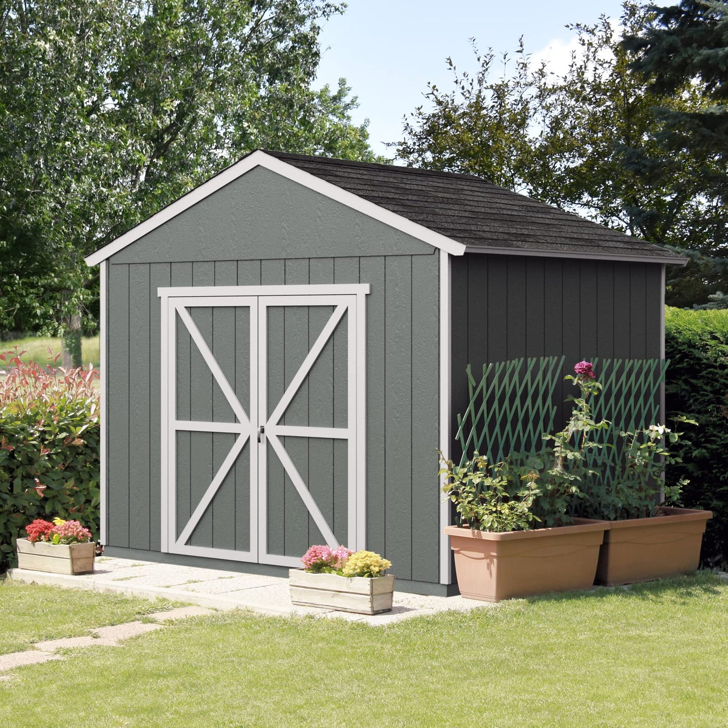 Handy Home Products Rookwood 10x8 Do-It-Yourself Wooden Storage Shed with Floor Brown