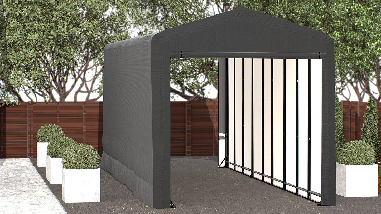 ShelterLogic ShelterTube Garage & Storage Shelter, 14' x 40' x 16' Heavy-Duty Steel Frame Wind and Snow-Load Rated Enclosure, Gray 14' x 40' x 16'