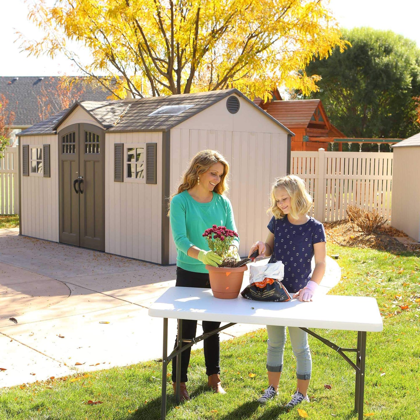 Lifetime 60138 Outdoor Storage Shed, Desert Sand, 15 x 8 Feet