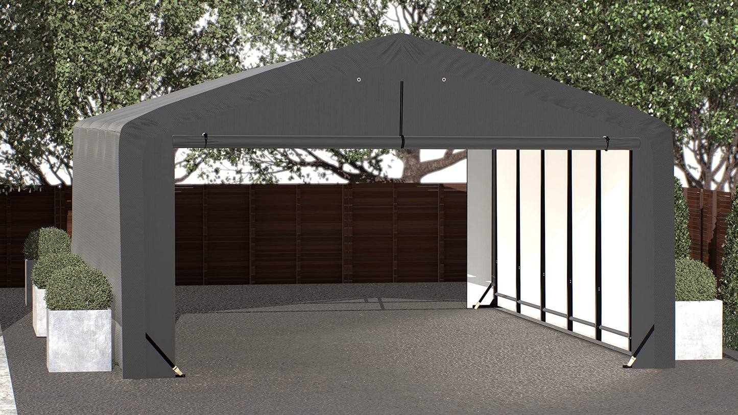 ShelterLogic ShelterTube Garage & Storage Shelter, 20' x 27' x 12' Heavy-Duty Steel Frame Wind and Snow-Load Rated Enclosure, Gray 20' x 27' x 12'