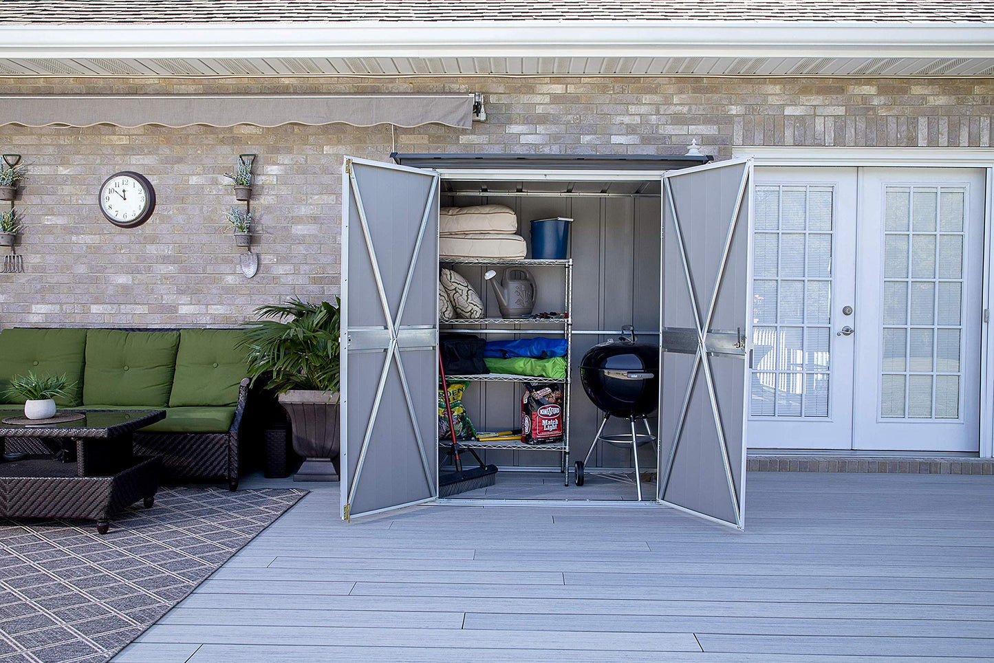 Arrow Shed Shed conçu 5' x 3' x 6' Kit compact d'extérieur en métal pour jardin, terrasse et abri de jardin, gris flûte et anthracite