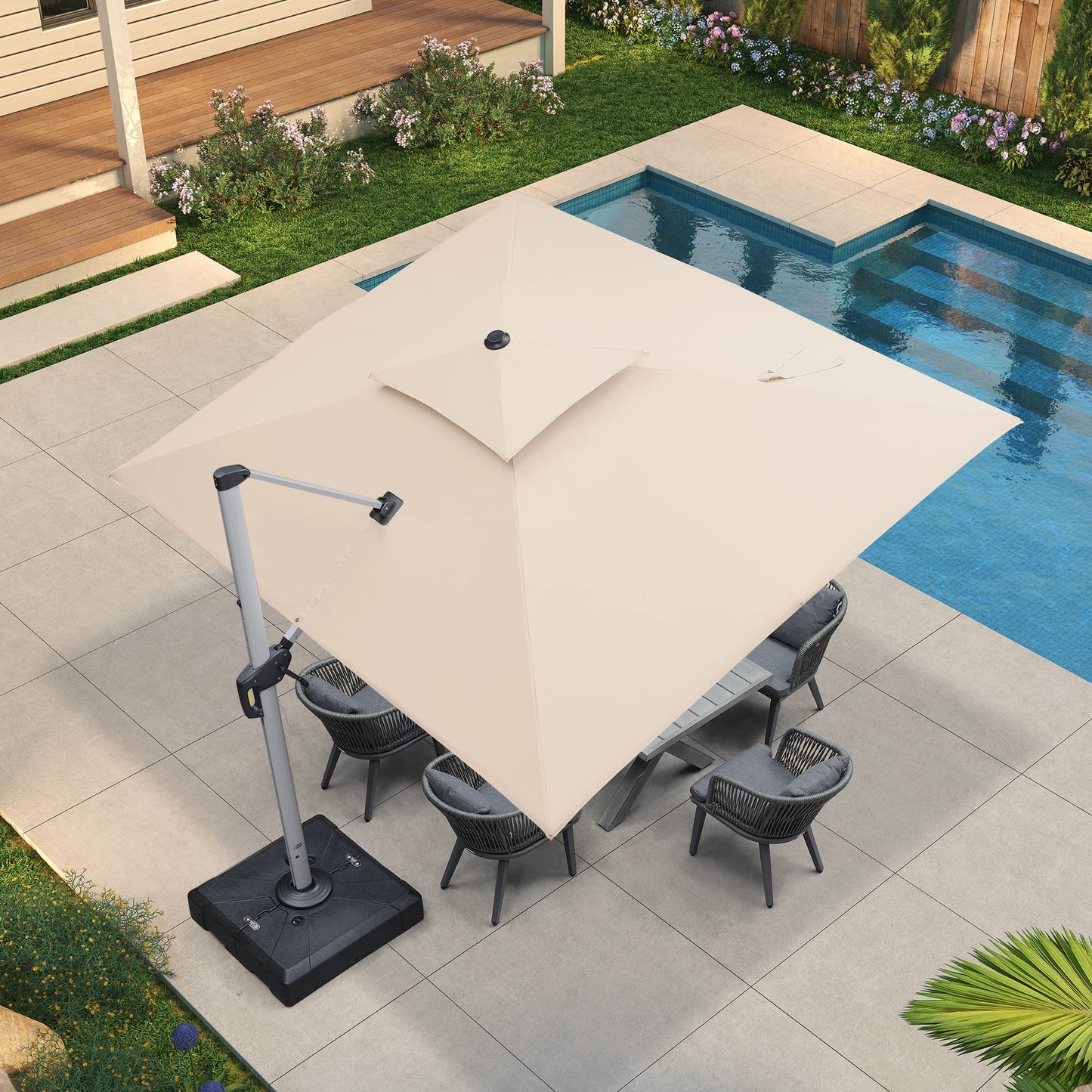 Patio Umbrella Outdoor Rectangle 9' X 11' Beige