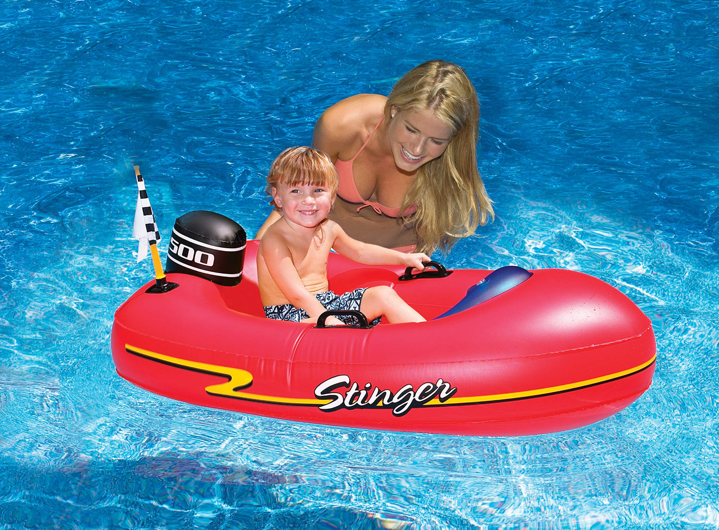 Swimline Speedboat Inflatable Kids Float, Red, 45"/25"/10" Red Speedboat Stinger Raft Pool Float