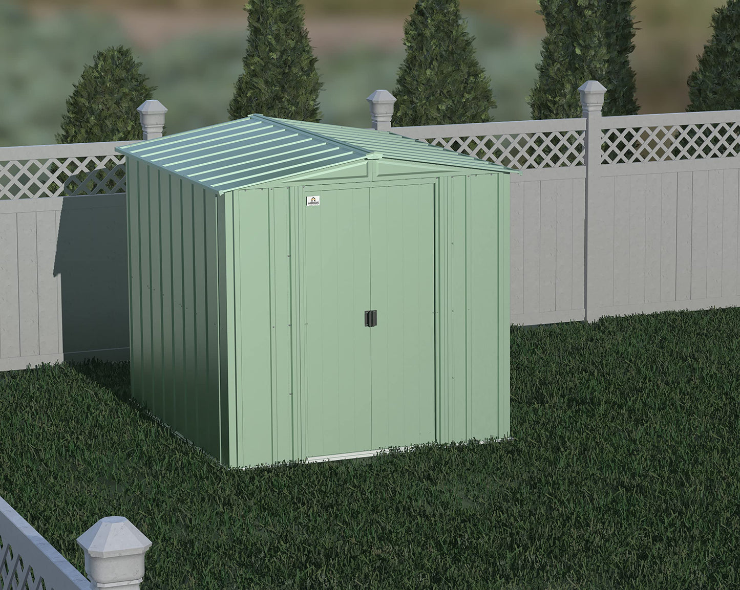 Arrow Shed Classic 6' x 7' Hangar de rangement extérieur cadenassable en acier, vert sauge 6' x 7'