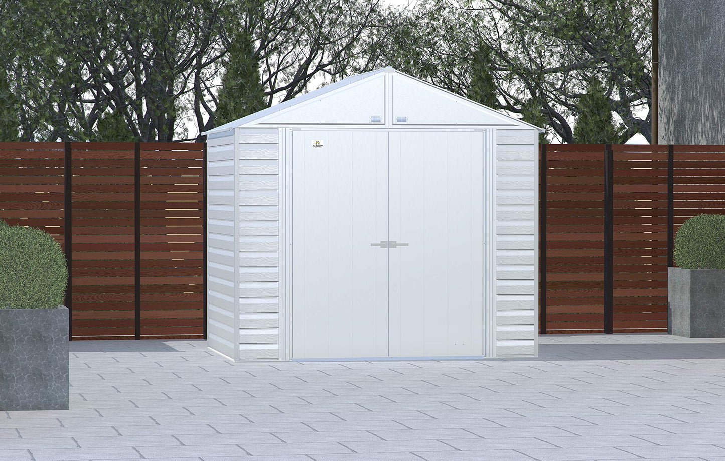 Arrow Shed Select 8' x 6' Outdoor Lockable Steel Storage Shed Building, Flute Grey