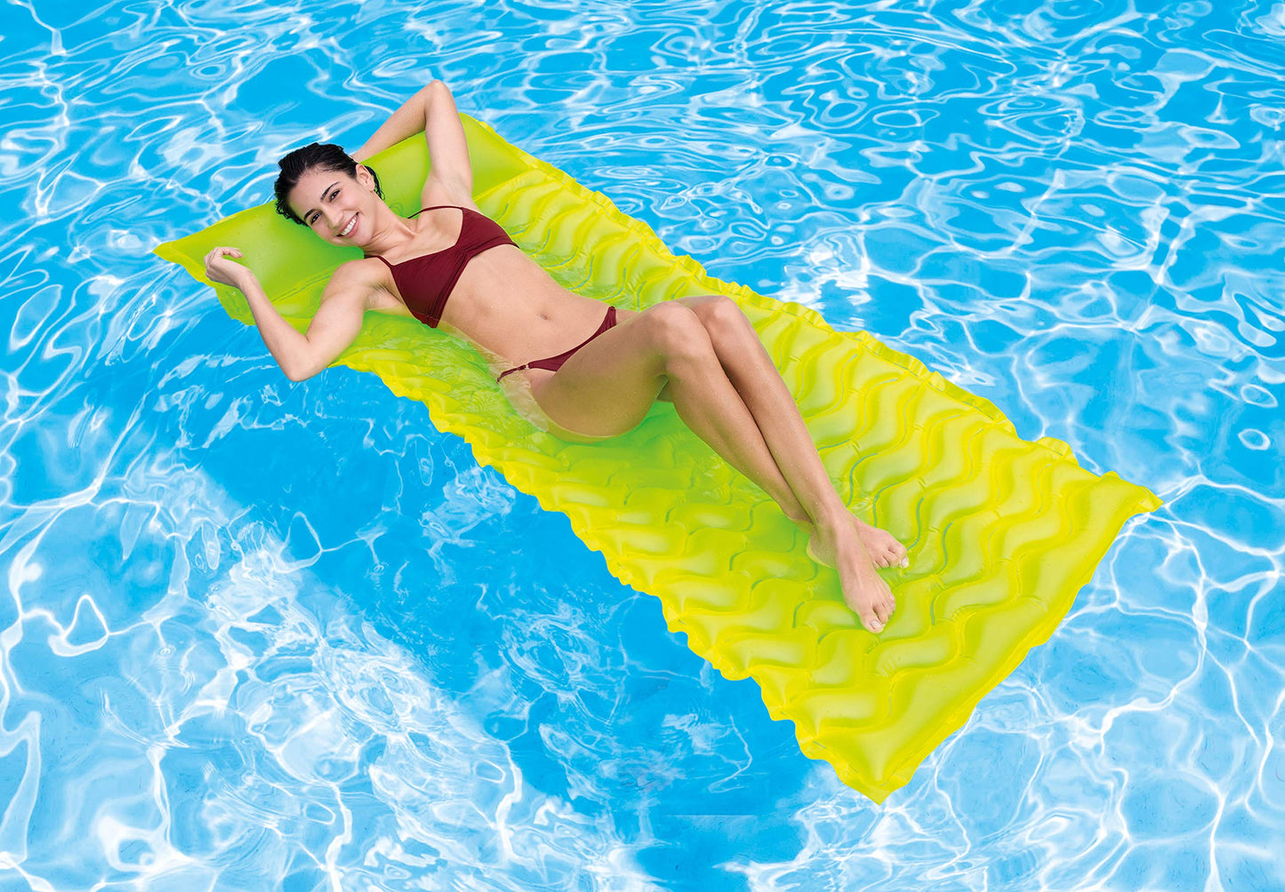 Intex Tote-N-Float Wave Inflatable Air Mat, 90-Inch X 34-Inch, 1-Piece (Color May Vary)